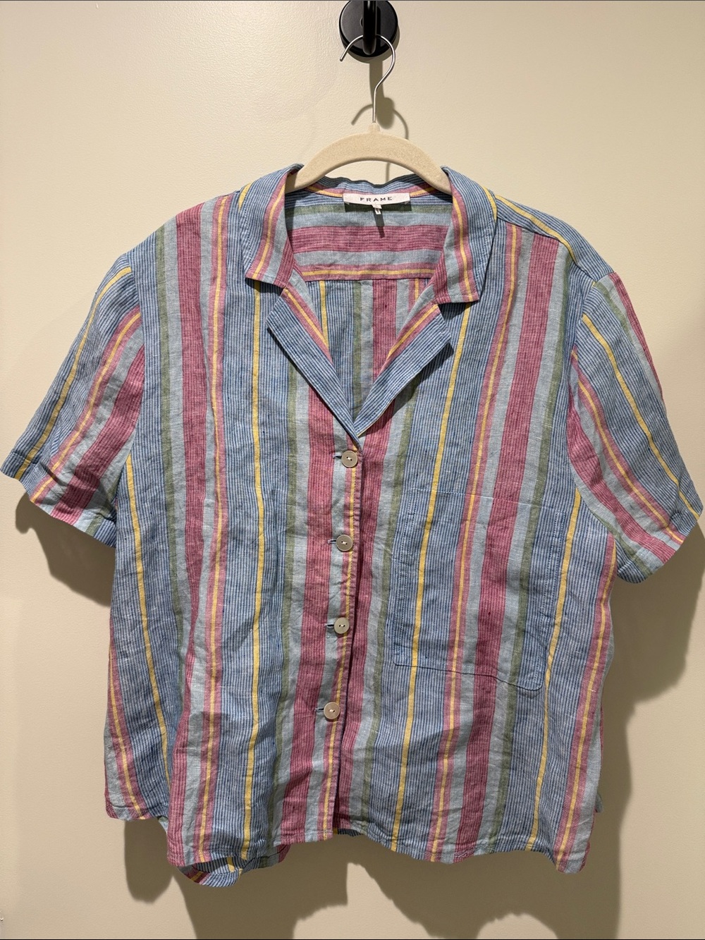 Frame Button Down Striped Pocket T-shirt